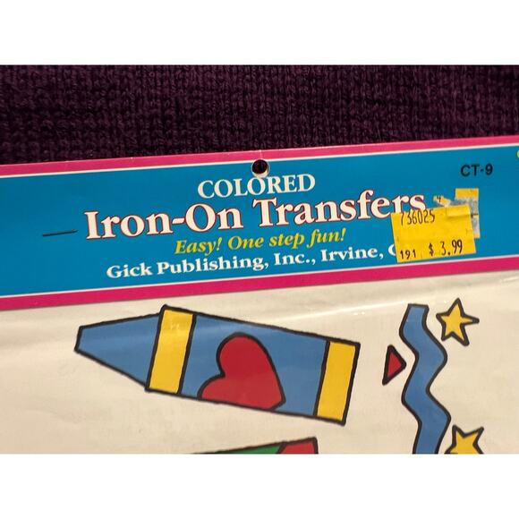 colored iron on transfers crayons cartoon 1990s - Picture 2 of 5